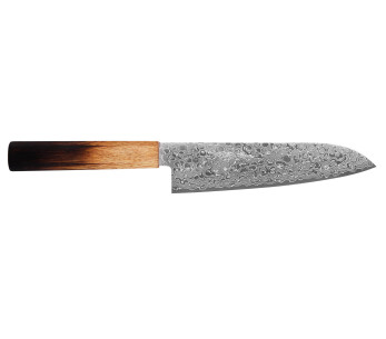 faca santoku japonesa faca santoku Yoshihiro Zad de 18 cm feita à mão com lâmina de damasco