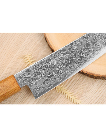Håndlavet japansk santoku-kniv Yoshihiro Zad 18 cm damaskusblad