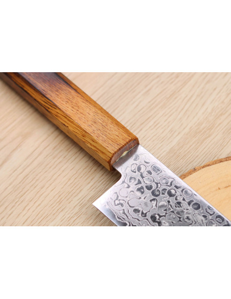 faca santoku japonesa faca santoku Yoshihiro Zad de 18 cm feita à mão com lâmina de damasco