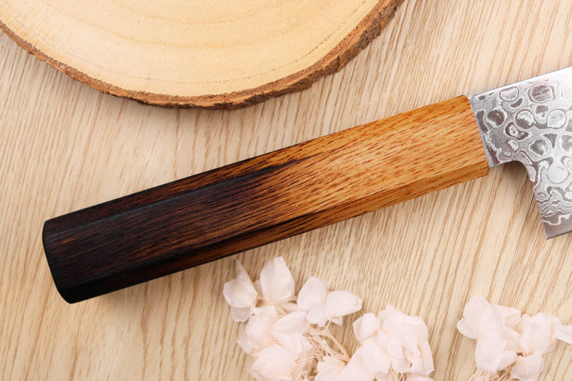 faca santoku japonesa faca santoku Yoshihiro Zad de 18 cm feita à mão com lâmina de damasco