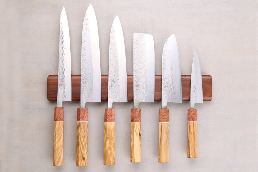 Barra magnética em nogueira Guillaume Léonard para 6 facas de cozinha - 40x6,5cm