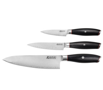 Conjunto de 3 facas Wusaki San Mai Black Pakka Chef Office Univ. 2