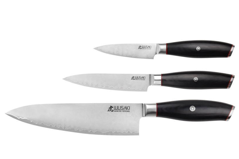Juego de 3 cuchillos Wusaki Fujiko Black 10CR Chef + Puntilla + Universal