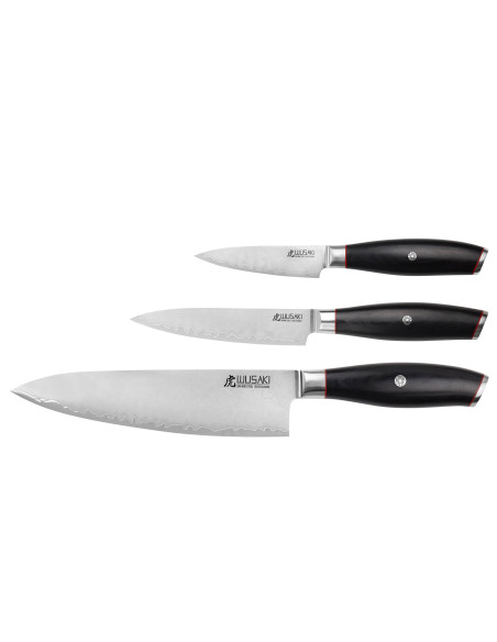 Sæt med 3 Wusaki Fujiko Black 10CR Chef + Paring + Universalknive