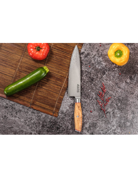 Cuchillo de cocinero damasco Wusaki Fujiko 10CR 20cm