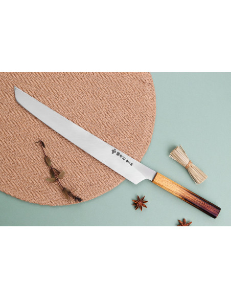 Coltello sakimaru takohiki japonais artisanal Sakai Takayuki Homura Guren 30cm