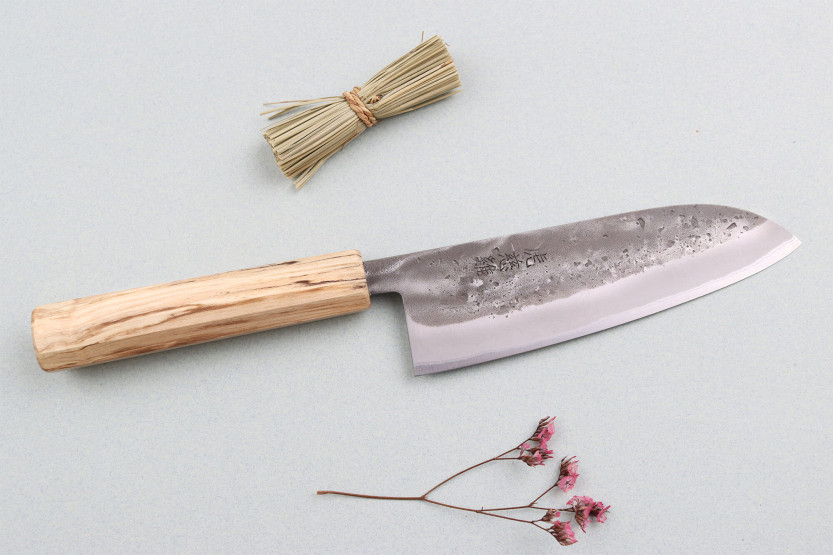 faca santoku japonesa faca santoku Wusaki Nakata Erable BS2 16,5 cm feita à mão com cabo em ácer