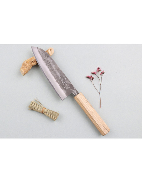faca santoku japonesa faca santoku Wusaki Nakata Erable BS2 16,5 cm feita à mão com cabo em ácer