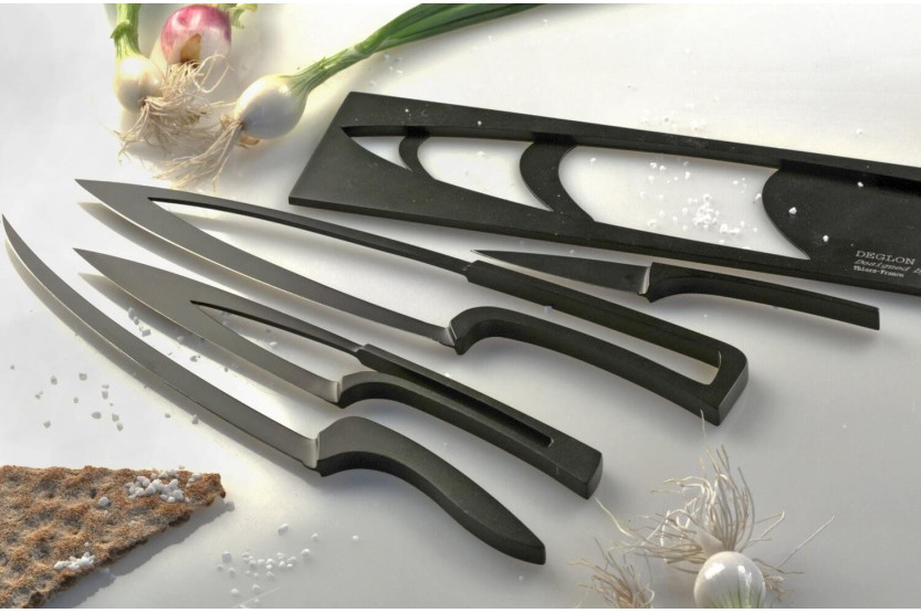 4 Meeting Deglon gigognekniver svart non-stick belegg