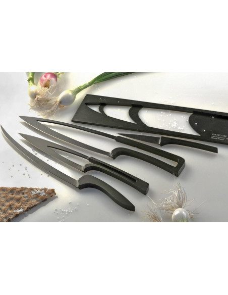 4 Meeting Deglon gigogne knives black non-stick coating