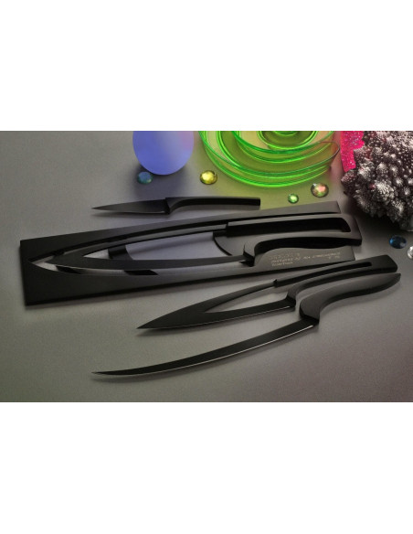 4 Meeting Deglon gigognekniver svart non-stick belegg