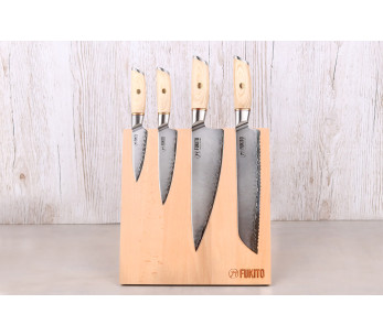 Bloque magnético de haya maciza Fukito para 4 cuchillos de cocina 2