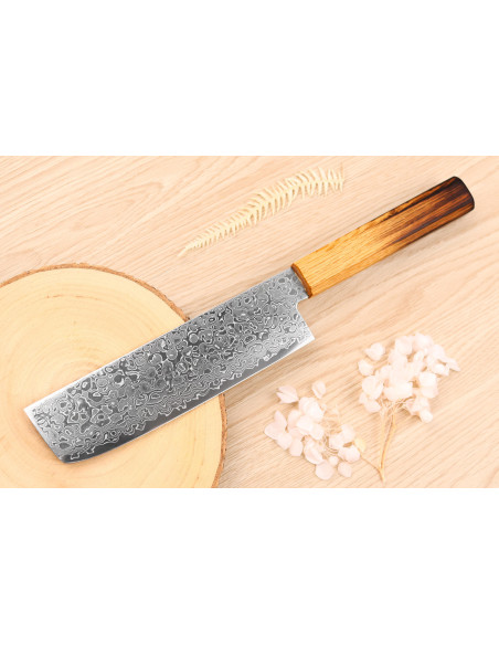 Yoshihiro ZAD handgjord japansk nakiri-kniv 16cm damascerat blad