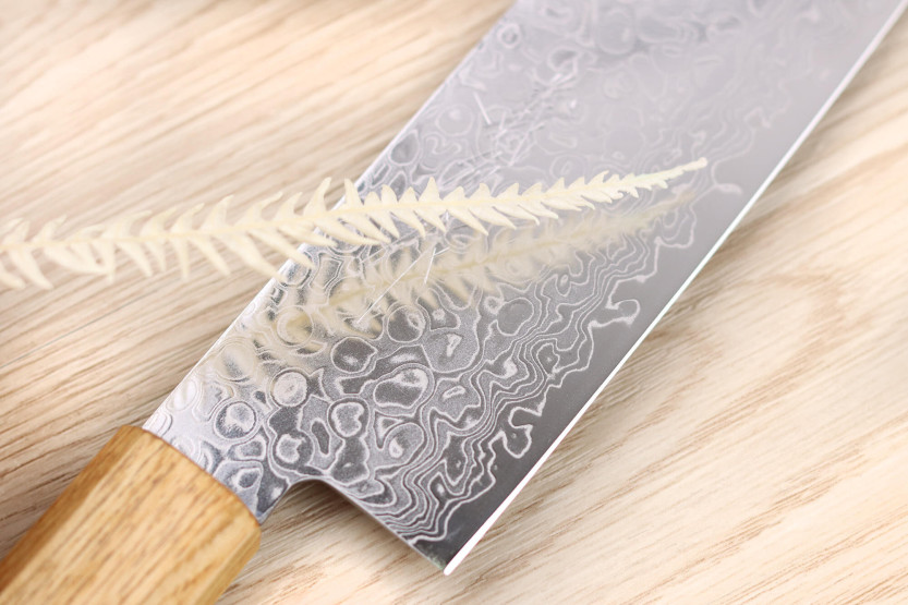 Yoshihiro ZAD käsintehty japanilainen nakiri veitsi 16cm damascenoitu terä