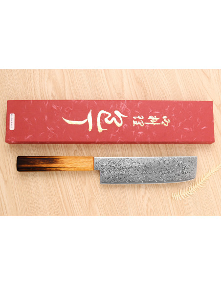 Yoshihiro ZAD håndlavet japansk nakiri-kniv 16 cm damasceneret blad