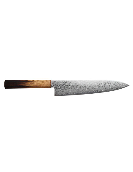 Coltello da chef giapponese fatto a mano da Yoshihiro Zad con lama damascata da 21 cm