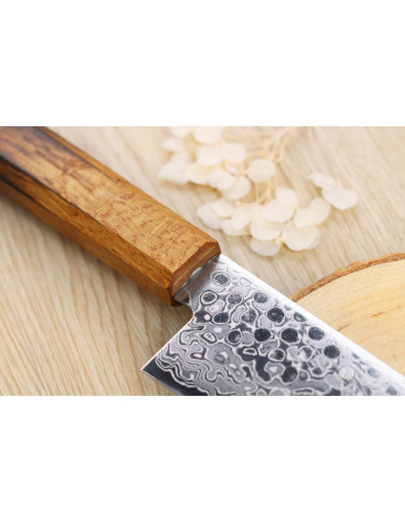 Yoshihiro Zad cuchillo de cocinero japonés hecho a mano 21cm hoja damasco