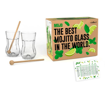 Estuche regalo 2 vasos de mojito Cookut Mojo + mezclador + libro de recetas