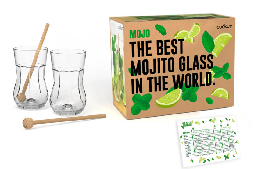 Presentset 2 Cookut Mojo mojitoglas + mixerstavar + receptbok