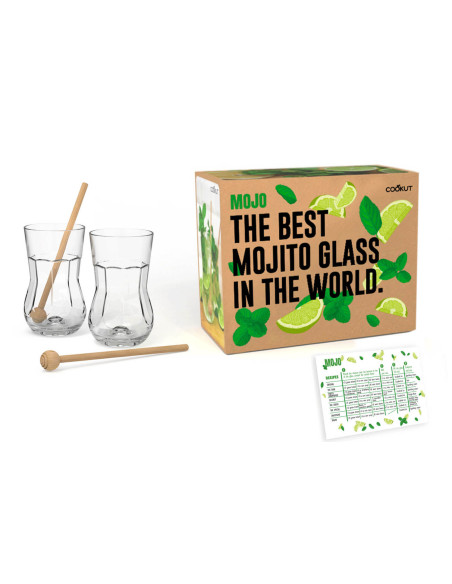 Estuche regalo 2 vasos de mojito Cookut Mojo + mezclador + libro de recetas