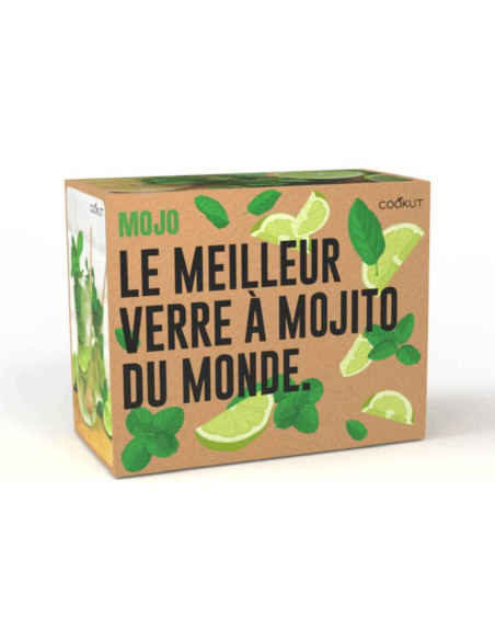 Gavesæt 2 Cookut Mojo mojito-glas + mixerpinde + opskriftsbog