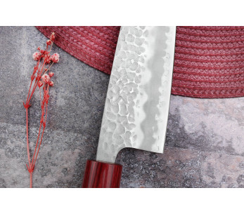 Tsunehisa Aogami faca santoku japonesa faca santoku super martelada de 16,5 cm feita à mão 2