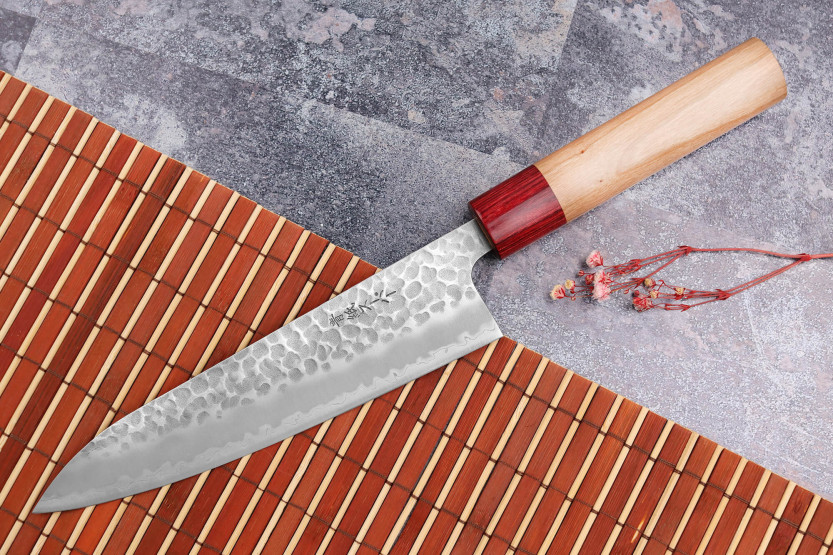 Japanisches Kochmesser Handwerk Tsunehisa Aogami Super gehämmert 18cm