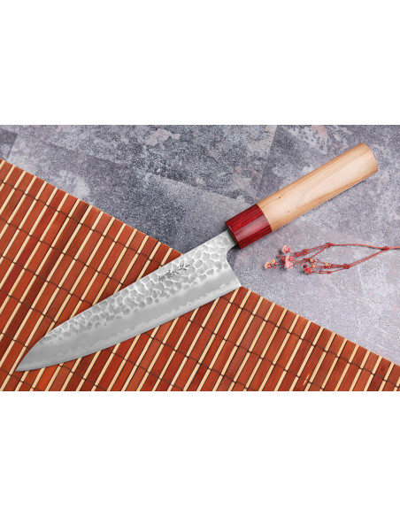 Japanisches Kochmesser Handwerk Tsunehisa Aogami Super gehämmert 18cm