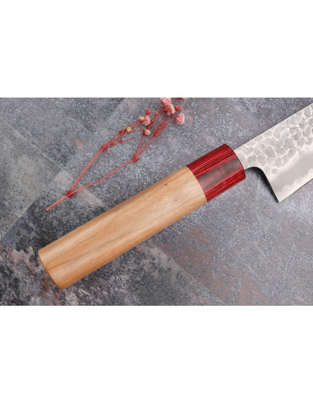 Japanisches Kochmesser Handwerk Tsunehisa Aogami Super gehämmert 18cm