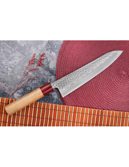 Japanisches Kochmesser Handwerk Tsunehisa Aogami Super gehämmert 21cm