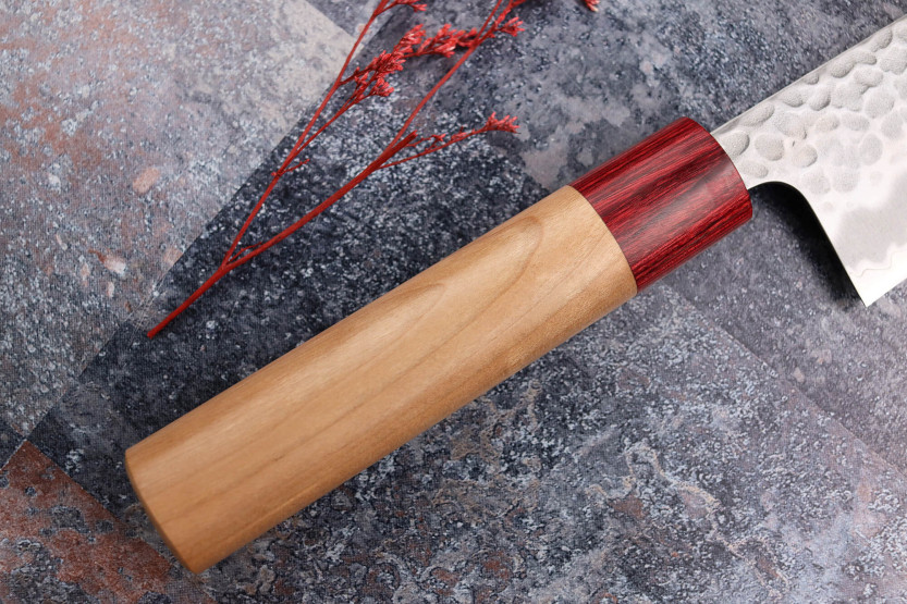 Japanisches Kochmesser Handwerk Tsunehisa Aogami Super gehämmert 21cm