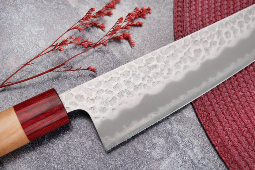 Japanisches Kochmesser Handwerk Tsunehisa Aogami Super gehämmert 21cm