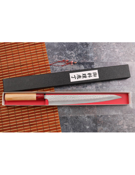 Tsunehisa Aogami Super hammered Japanese sujihiki knife 27cm