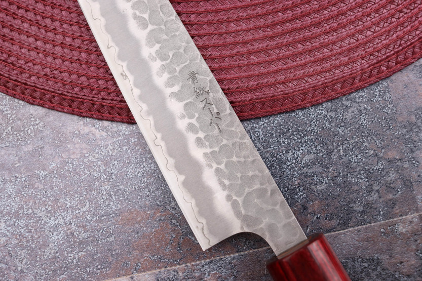 Tsunehisa Aogami Super hammered Japanese sujihiki knife 27cm
