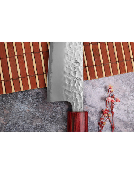 Tsunehisa Aogami Super hammered japanese bunka knife 17cm