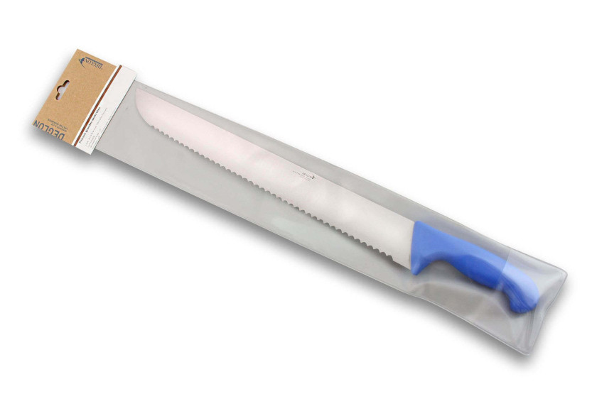DEGLON fish knife 42cm blade large teeth blue PP handle