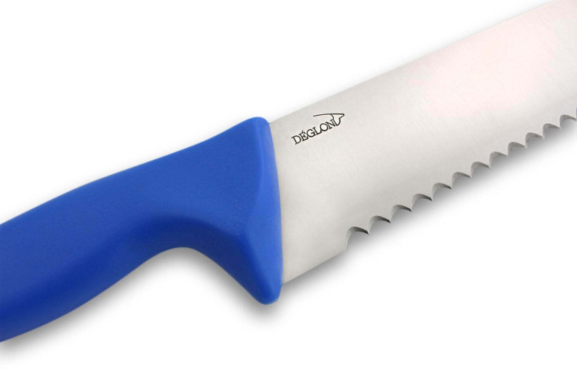 DEGLON fiskkniv 42cm blad stora tänder blått PP-handtag