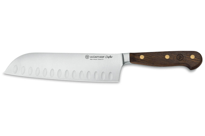 Wüsthof Crafter 17cm met grantonrand santoku mes in eikenhout