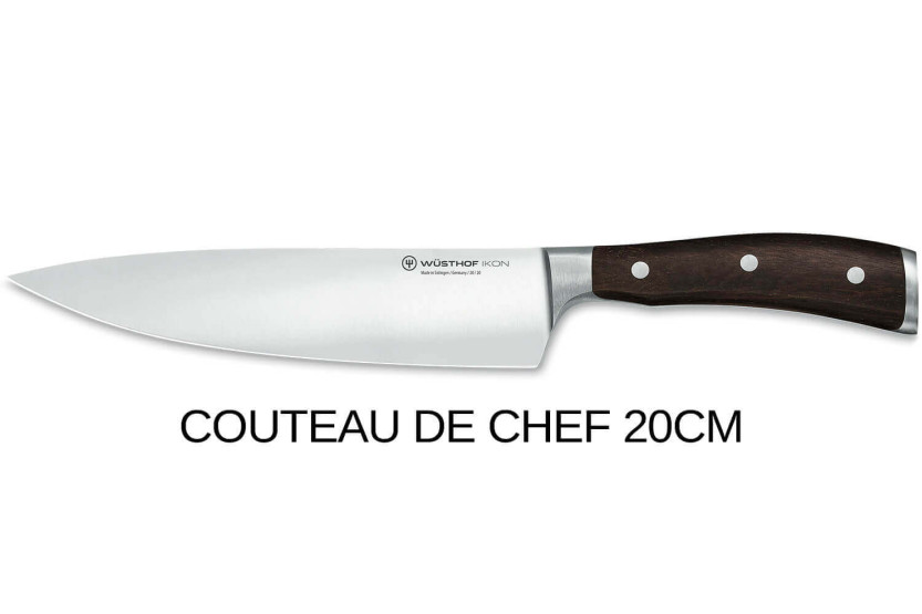Set van 3 Wusthof Ikon gesmede messen - office 9cm + tranchelard 20cm + chef 20cm