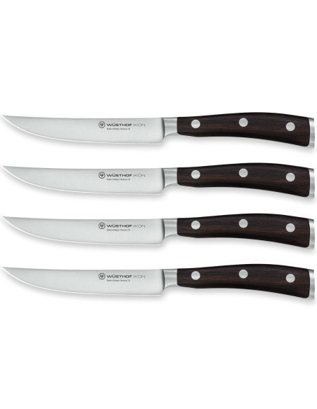 Wüsthof Ikon Steakmesserset 4 tlg. geschmiedet 12cm Griffe aus Grenadillholz