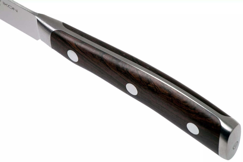 Set di 4 coltelli da bistecca forgiati Wüsthof Ikon da 12 cm con manici in legno di grenadilla