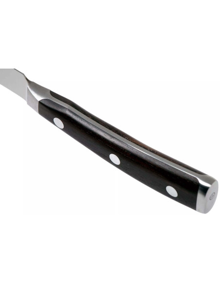Set di 4 coltelli da bistecca forgiati Wüsthof Ikon da 12 cm con manici in legno di grenadilla
