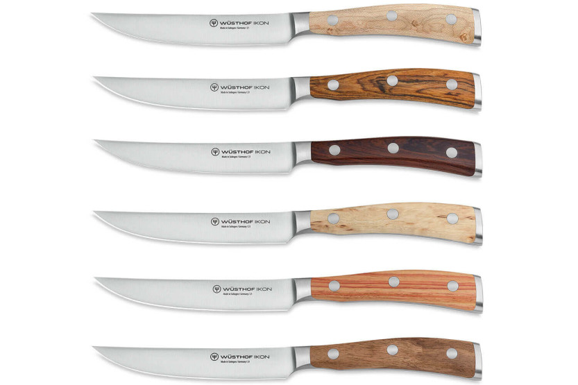 Set om 6 Wüsthof Ikon smidda stekknivar 12cm med läderväska