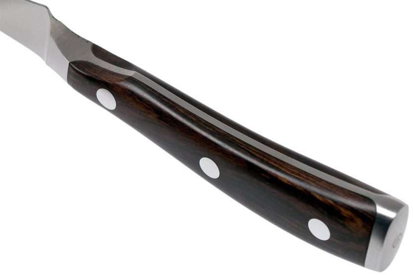 Coltello a becco d'uccello forgiato Wüsthof Ikon 7 cm in legno di granata