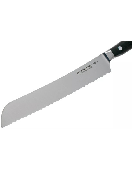Cuchillo de pan forjado Wüsthof Ikon 20cm en madera de granadillo