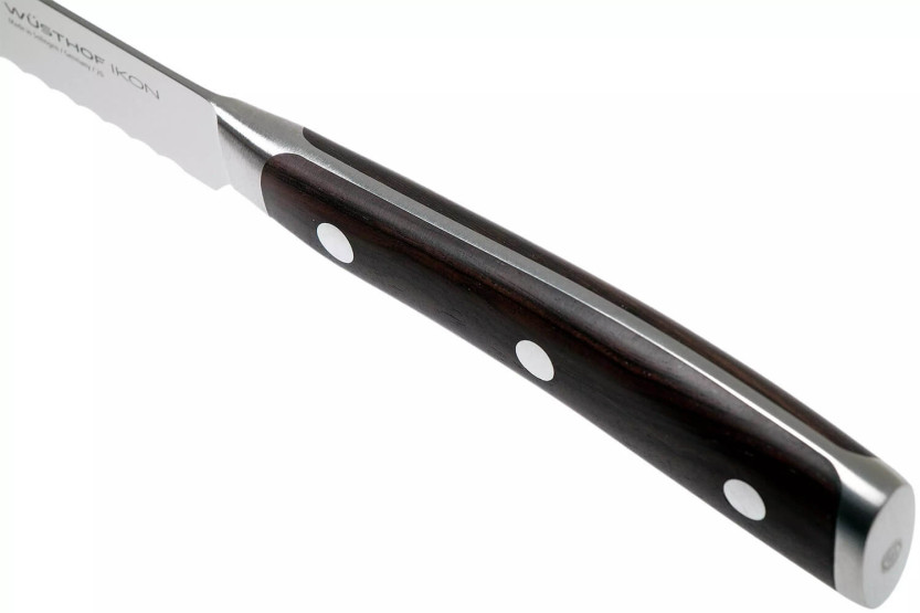 Cuchillo salchichero forjado Wüsthof Ikon 14cm en madera de granadillo