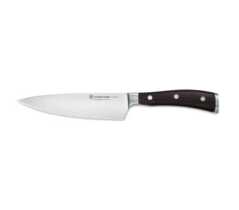 Cuchillo de cocinero forjado Wüsthof Ikon de 16cm en madera de granadillo