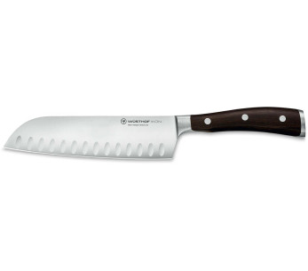 Wüsthof Ikon 17cm smidd santokukniv med grenadillträ med granton-egg