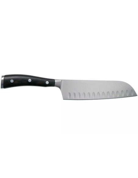 Cuchillo santoku forjado Wüsthof Ikon 17cm con con borde granton madera de granadillo