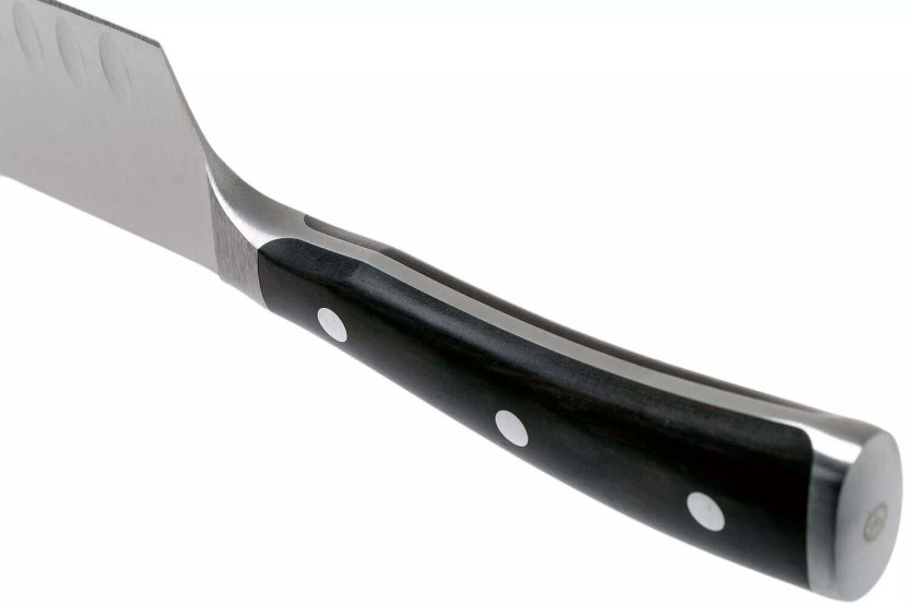 Wüsthof Ikon 17 cm smidd santoku-kniv i grenadilltre med granton-egg